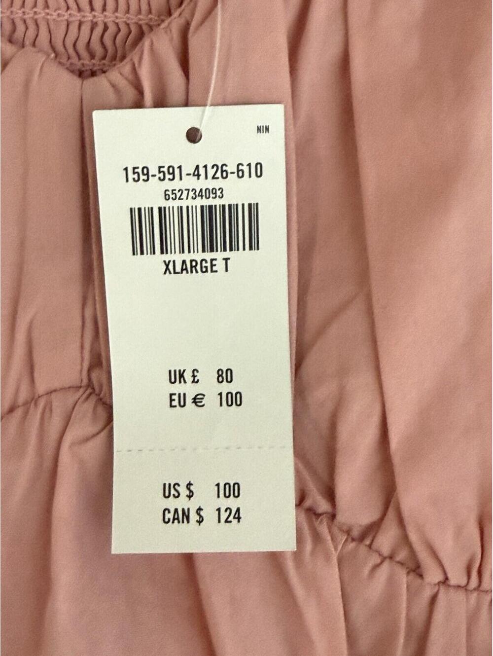 Abercrombie & Fitch Pink Poplin Tiered Smocked Square Neck Maxi Dress XLT - Picture 8 of 8